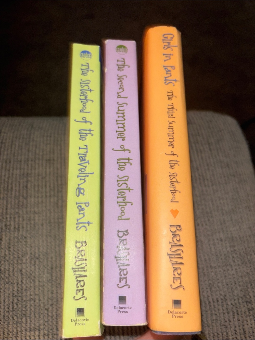 Sisterhood of the Traveling Pants Paperback Set - Yellow, Lavender, Orange.